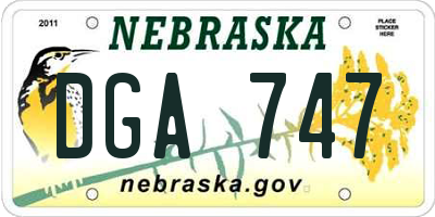 NE license plate DGA747