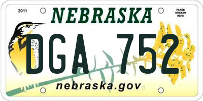 NE license plate DGA752