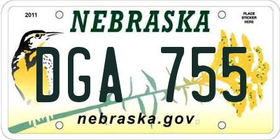 NE license plate DGA755