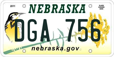 NE license plate DGA756