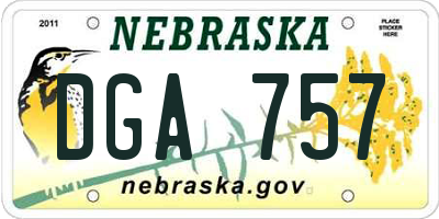 NE license plate DGA757