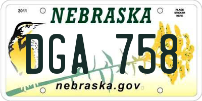 NE license plate DGA758