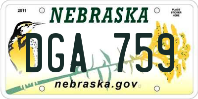 NE license plate DGA759