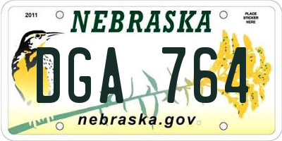 NE license plate DGA764