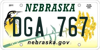 NE license plate DGA767