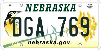 NE license plate DGA769