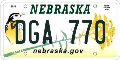 NE license plate DGA770