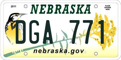 NE license plate DGA771