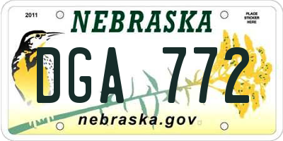 NE license plate DGA772