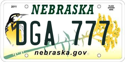 NE license plate DGA777