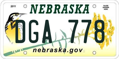 NE license plate DGA778