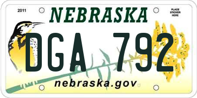 NE license plate DGA792