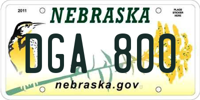NE license plate DGA800