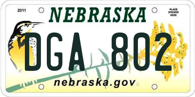 NE license plate DGA802