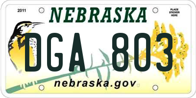 NE license plate DGA803
