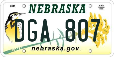 NE license plate DGA807