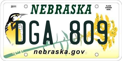 NE license plate DGA809