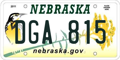 NE license plate DGA815