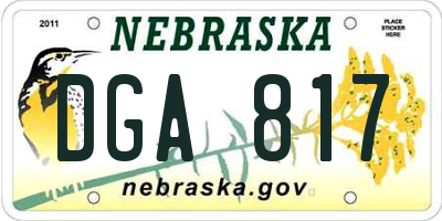 NE license plate DGA817