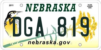NE license plate DGA819