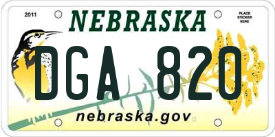 NE license plate DGA820