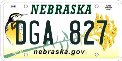 NE license plate DGA827