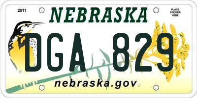 NE license plate DGA829