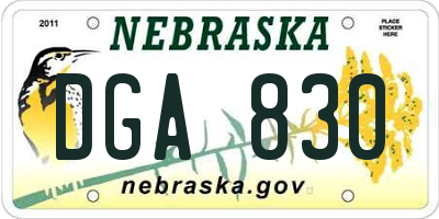 NE license plate DGA830
