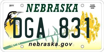 NE license plate DGA831