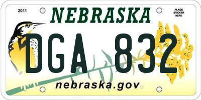NE license plate DGA832