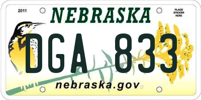 NE license plate DGA833
