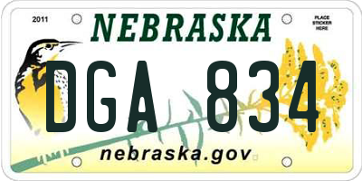 NE license plate DGA834