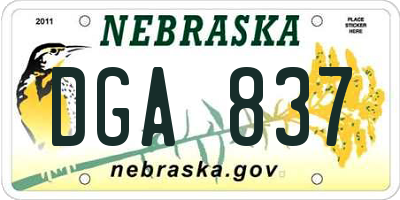 NE license plate DGA837