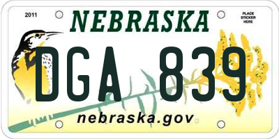 NE license plate DGA839