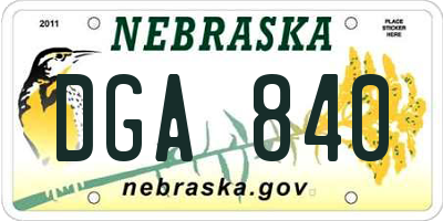 NE license plate DGA840