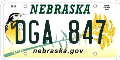 NE license plate DGA847