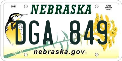 NE license plate DGA849