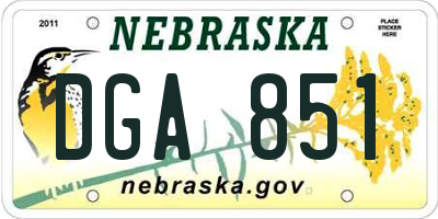 NE license plate DGA851