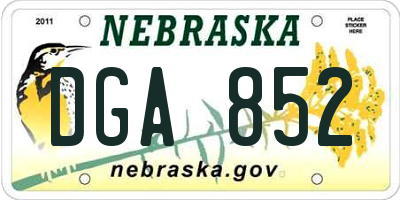 NE license plate DGA852