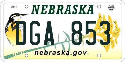 NE license plate DGA853