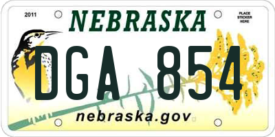 NE license plate DGA854