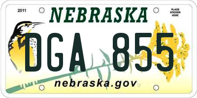 NE license plate DGA855