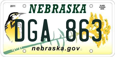 NE license plate DGA863