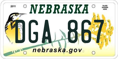 NE license plate DGA867