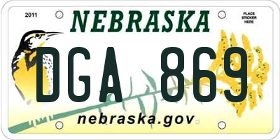 NE license plate DGA869