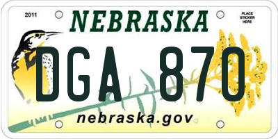 NE license plate DGA870