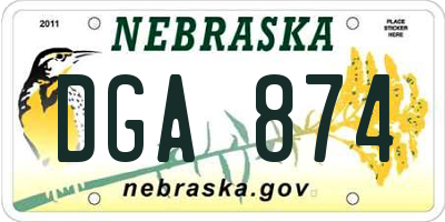 NE license plate DGA874