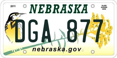NE license plate DGA877