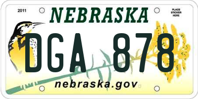 NE license plate DGA878