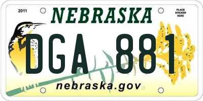 NE license plate DGA881